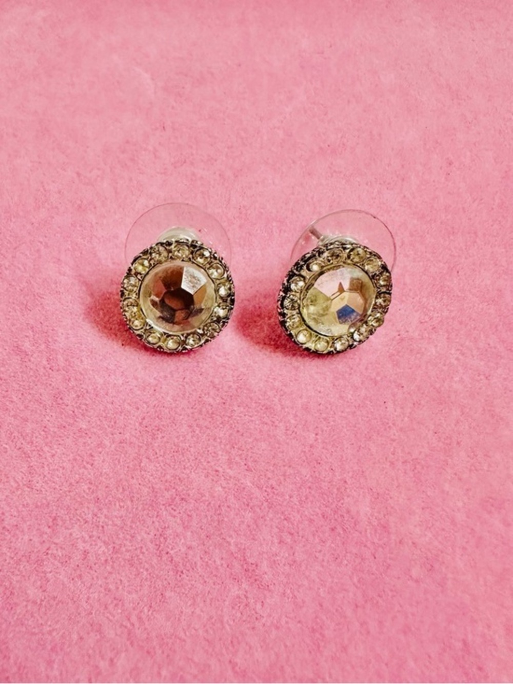 Gold Tone Crystal Stud Earrings